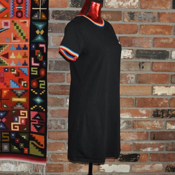 Vans Black Pull-Over Mini T-Shirt Dress Multi-color trim Small - Picture 6 of 7